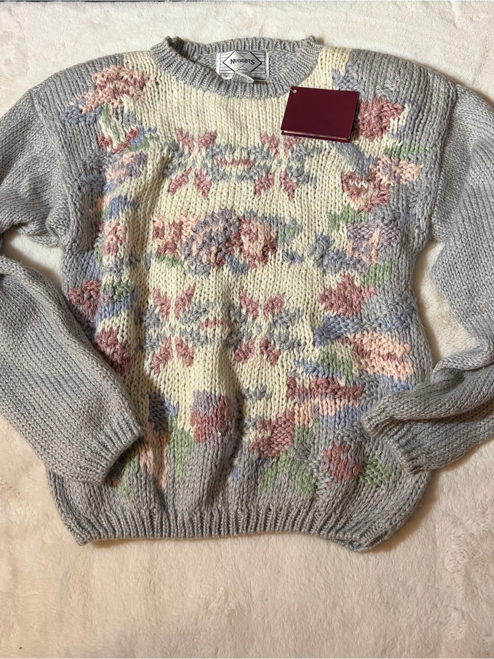 Nuggets Floral Crewneck Sweater - Cream & Gray